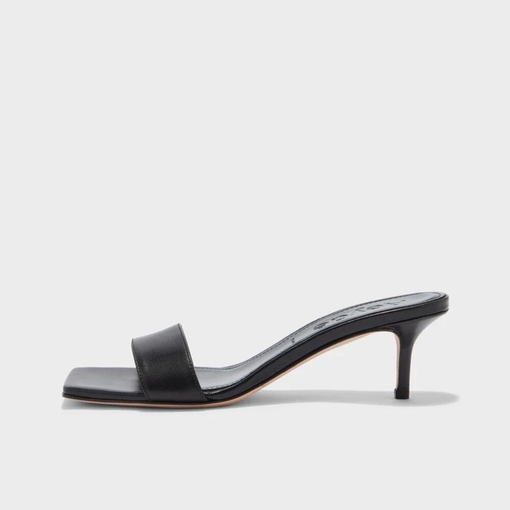 Aeyde Ilvy Leather Mules Black Kitten Heel Size 38 EU 8 US - Picture 2 of 7